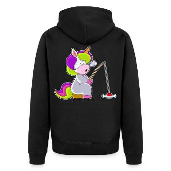 Canne à pêche licorne pêcheur Canne à pêche - Veste à capuche bio Premium Unisexe - noir - Dos - Nico (187cm)
