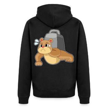 Bär Bodybuilder Hantel Bodybuilding - Unisex Premium Bio Zip Hoodie - Schwarz - Hinten - Nico (187cm)