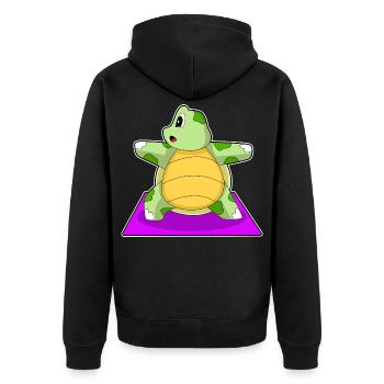 Turtle Yoga Fitness Gymnastics - Unisex Premium Organic Zip Hoodie - black - Back - Nico (187cm)
