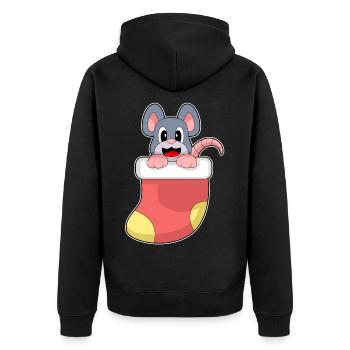 Mouse Christmas Christmas Socks - Unisex Premium Organic Zip Hoodie - black - Back - Nico (187cm)