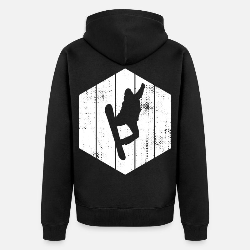 Dessin de snowboarder - Veste à capuche bio Premium Unisexe - noir