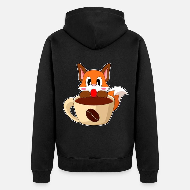 Fuchs Kaffee Tasse - Unisex Premium Bio Zip Hoodie - Schwarz