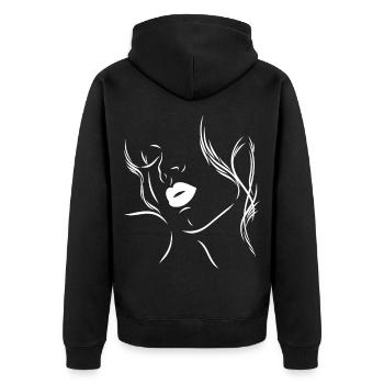 Feminine Silhouette mit sinnlichen Lippen - Unisex Premium Bio Zip Hoodie - Schwarz - Hinten - Nico (187cm)