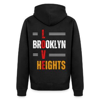 Love Brooklyn Heights - Unisex Premium Organic Zip Hoodie - black - Back - Nico (187cm)