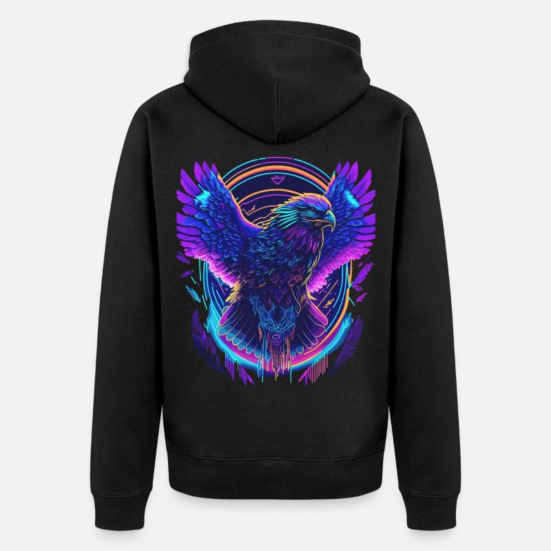 Aigle volant Synthwave - Veste à capuche bio Premium Unisexe - noir