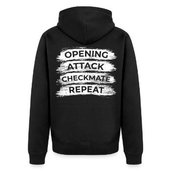 Schach Techniken - Unisex Premium Bio Zip Hoodie - Schwarz - Hinten - Nico (187cm)