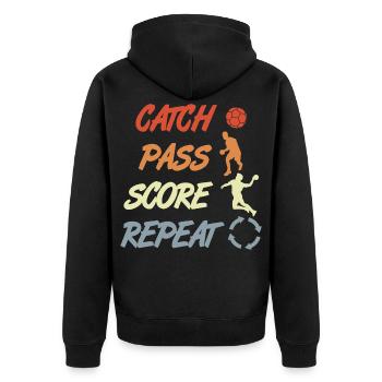 Handball Vintage Look - Unisex Premium Bio Zip Hoodie - Schwarz - Hinten - Nico (187cm)