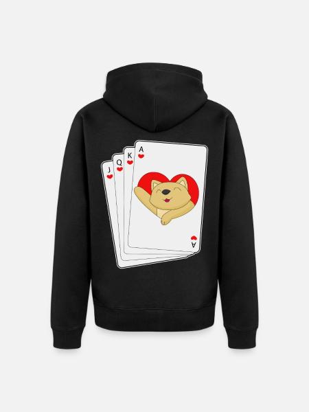 Katze Poker Pokerkarten - Unisex Premium Bio Zip Hoodie - Schwarz