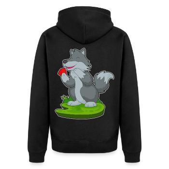Wolf Poker Pokerkarten - Unisex Premium Bio Zip Hoodie - Schwarz - Hinten - Nico (187cm)