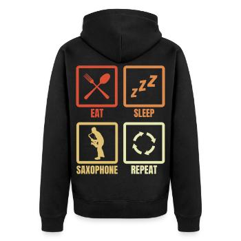 Eat Sleep Saxophone Répéter - Veste à capuche bio Premium Unisexe - noir - Dos - Nico (187cm)