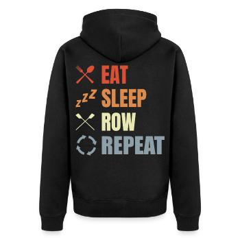 Eating, sleeping, rowing, repeating - Unisex Premium Organic Zip Hoodie - black - Back - Nico (187cm)
