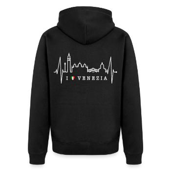 Venedig Skyline Herzschlag Italien I Love Venezia - Unisex Premium Bio Zip Hoodie - Schwarz - Hinten - Nico (187cm)