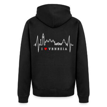 Venedig Skyline Herzschlag Italien I Love Venezia - Unisex Premium Bio Zip Hoodie - Schwarz - Hinten - Nico (187cm)