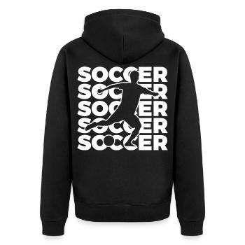 Fußballer - Unisex Premium Bio Zip Hoodie - Schwarz - Hinten - Nico (187cm)