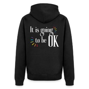 Es wird alles gut Zitat Inspiration und Motivation - Unisex Premium Bio Zip Hoodie - Schwarz - Hinten - Nico (187cm)