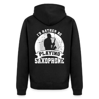 Je préfère jouer du saxophone - Veste à capuche bio Premium Unisexe - noir - Dos - Nico (187cm)