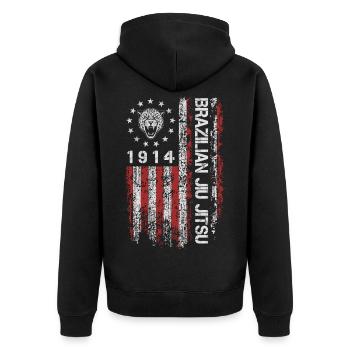 Brazilian Jiu Jitsu 1914 Amerika Flagge Geschenk - Unisex Premium Bio Zip Hoodie - Schwarz - Hinten - Nico (187cm)