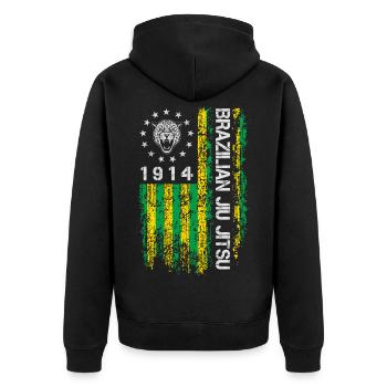 Brazilian Jiu Jitsu 1914 Amerika Flagge Geschenk - Unisex Premium Bio Zip Hoodie - Schwarz - Hinten - Nico (187cm)