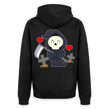 Grim Reaper Halloween Grave - Unisex Premium Organic Zip Hoodie - black - Back - Nico (187cm)