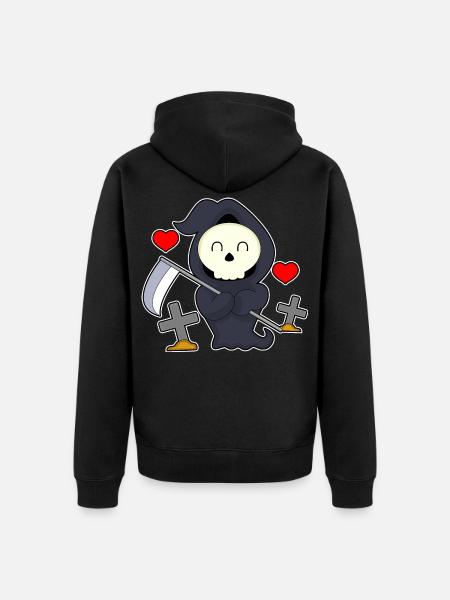 Grim Reaper Halloween Grave - Unisex Premium Organic Zip Hoodie - black