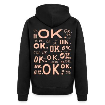 OK. - Unisex Premium Bio Zip Hoodie - Schwarz - Hinten - Nico (187cm)