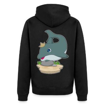 Dolphin Crown - Unisex Premium Organic Zip Hoodie - black - Back - Nico (187cm)