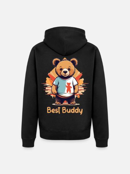 Teddy bear my best buddy - Unisex Premium Organic Zip Hoodie - black