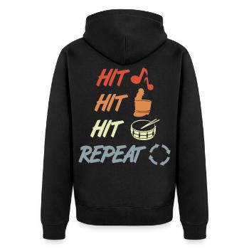 Schlage und Wiederhole - Unisex Premium Bio Zip Hoodie - Schwarz - Hinten - Nico (187cm)