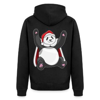Chapeau de père Noël Panda - Veste à capuche bio Premium Unisexe - noir - Dos - Nico (187cm)