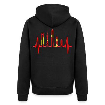 Shanghai Skyline Heartbeat China I Love Shanghai - Unisex Premium Organic Zip Hoodie - black - Back - Nico (187cm)