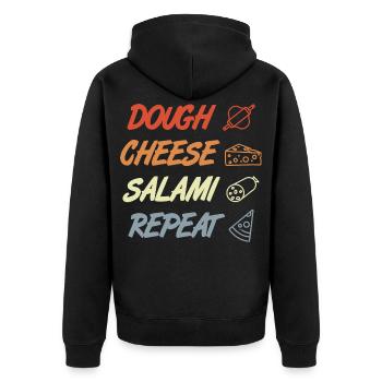 Lustiger Pizza Spruch - Unisex Premium Bio Zip Hoodie - Schwarz - Hinten - Nico (187cm)
