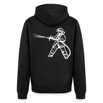 Firefighter Drawing - Unisex Premium Organic Zip Hoodie - black - Back - Nico (187cm)