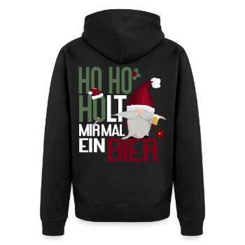 Ho Ho Ho Bier – Lustiges Weihnachtsdesign - Unisex Premium Bio Zip Hoodie - Schwarz - Hinten - Nico (187cm)