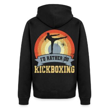 I'd Rather Do Kickboxing - Unisex Premium Bio Zip Hoodie - Schwarz - Hinten - Nico (187cm)