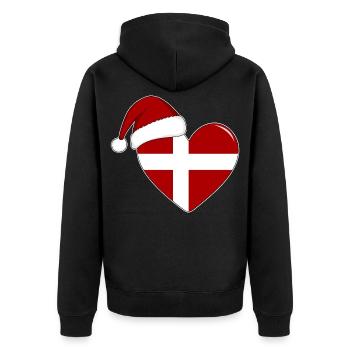Coeur de Noël drapeau Danemark - Veste à capuche bio Premium Unisexe - noir - Dos - Nico (187cm)