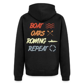 Boat Oars Rowing Repeat - Unisex Premium Bio Zip Hoodie - Schwarz - Hinten - Nico (187cm)
