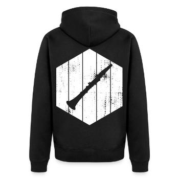 Klarinette - Unisex Premium Bio Zip Hoodie - Schwarz - Hinten - Nico (187cm)
