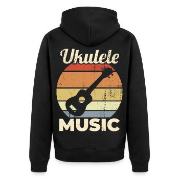 Vintage Ukulele Musik - Unisex Premium Bio Zip Hoodie - Schwarz - Hinten - Nico (187cm)
