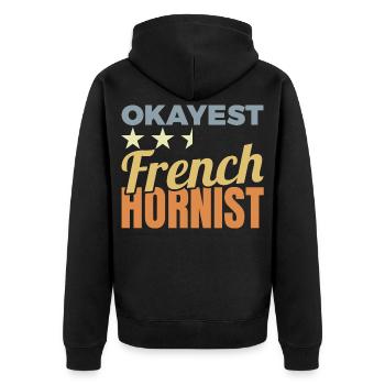 Average Horn Player - Unisex Premium Organic Zip Hoodie - black - Back - Nico (187cm)