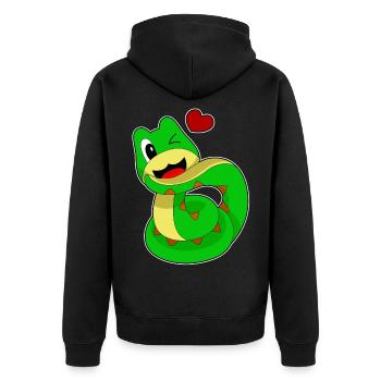 Funny Snake - Unisex Premium Organic Zip Hoodie - black - Back - Nico (187cm)