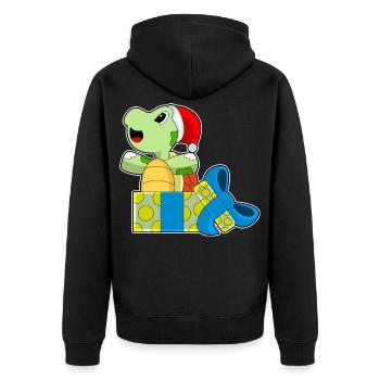 Turtle Christmas Packages - Unisex Premium Organic Zip Hoodie - black - Back - Nico (187cm)