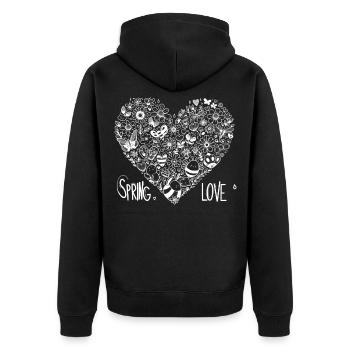 spring love - Unisex Premium Bio Zip Hoodie - Schwarz - Hinten - Nico (187cm)