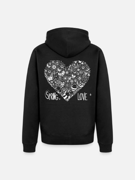 spring love - Unisex Premium Organic Zip Hoodie - black