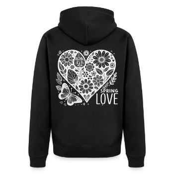 spring love - Unisex Premium Bio Zip Hoodie - Schwarz - Hinten - Nico (187cm)