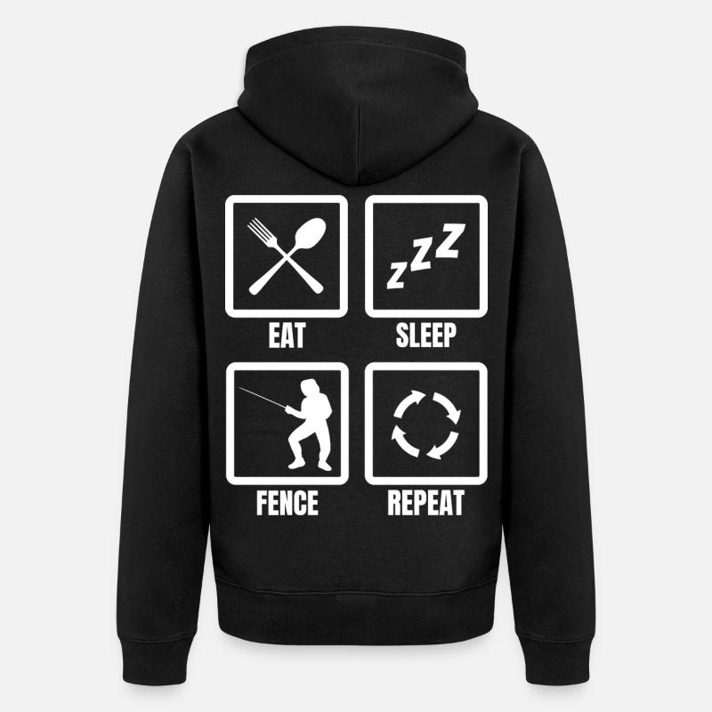 Manger Sommeil Clôture Répéter - Veste à capuche bio Premium Unisexe - noir