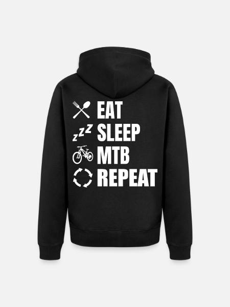 Eat Sleep MTB Repeat - Unisex Premium Bio Zip Hoodie - Schwarz