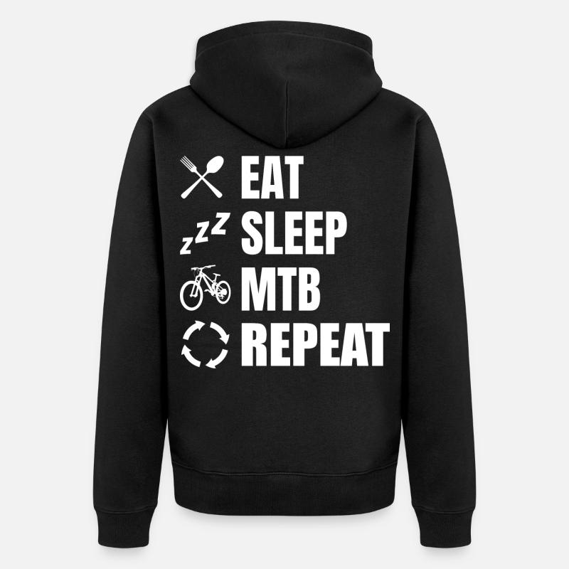 Eat Sleep MTB Repeat - Unisex Premium Bio Zip Hoodie - Schwarz