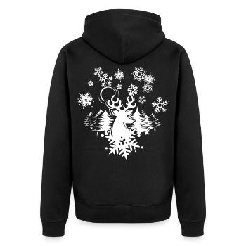 renne neige Noël neige forêt hiver Noël - Veste à capuche bio Premium Unisexe - noir - Dos - Nico (187cm)