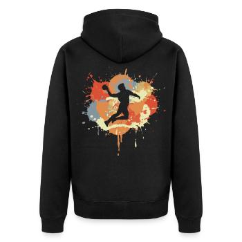 Funny handball player - Unisex Premium Organic Zip Hoodie - black - Back - Nico (187cm)