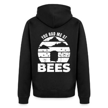 Tu m’as eu avec des abeilles - Veste à capuche bio Premium Unisexe - noir - Dos - Nico (187cm)